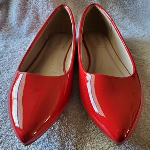 Red Patent Ballet Flat Shoes